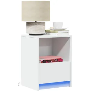 Vidaxl - Armoire de chevet avec lumières led blanc bois d'ingénierie pas cher