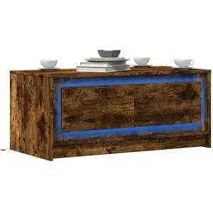 vidaXL Table basse avec lumières LED chêne fumé ois d'ingénierie pas cher
