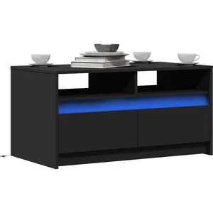 vidaXL Table basse avec lumières LED noir bois d'ingénierie pas cher