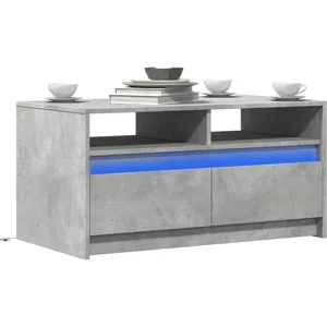 vidaXL Table basse avec lumières LED gris béton bois d'ingénierie pas cher