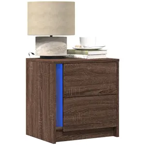 Comparateur de prix : vidaXL Armoires de chevet et lumières LED 2 pcs chêne marron
