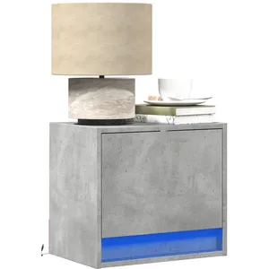 vidaXL Tables de chevet murales avec lumières LED 2 pcs gris béton pas cher