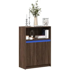 vidaXL Buffet avec LED chêne marron 72x34x100 cm bois d'ingénierie pas cher