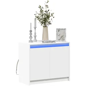 vidaXL Buffet avec LED blanc 72x34x61 cm bois d'ingénierie pas cher