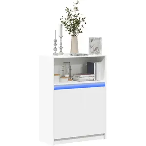 vidaXL Buffet avec LED blanc 72x34x100 cm bois d'ingénierie pas cher