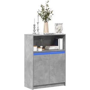 vidaXL Buffet avec LED gris béton 72x34x100 cm bois d'ingénierie