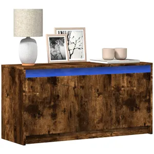vidaXL Meuble TV avec LED chêne fumé 100x34x50 cm bois d'ingénierie pas cher