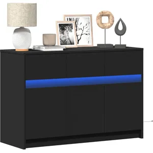 vidaXL Meuble TV avec LED noir 91x34x61 cm bois d'ingénierie pas cher