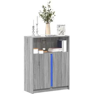 vidaXL Buffet avec LED sonoma gris 77x34x100 cm bois d'ingénierie pas cher