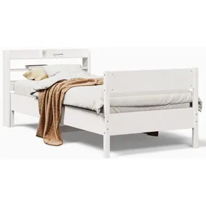 vidaXL Cadre de lit sans matelas blanc 90x200 cm bois de pin massif pas cher