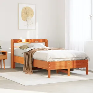 vidaXL Cadre de lit sans matelas cire marron 75x190 cm bois pin massif pas cher