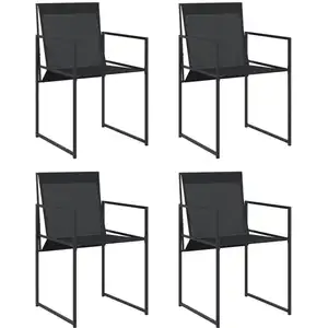 vidaXL Chaises de jardin 4 pcs noir acier et textilène pas cher