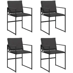 vidaXL Chaises de jardin et coussins lot de 4 noir acier et textilène pas cher