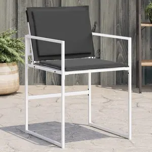 vidaXL Chaises de jardin avec coussins lot de 4 blanc acier/textilène pas cher