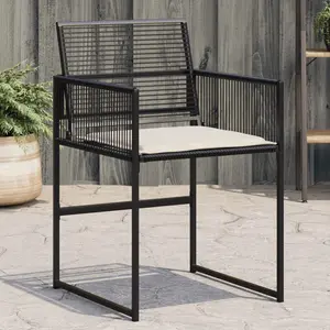 vidaXL Chaises de jardin lot de 4 avec coussins noir résine tressée pas cher