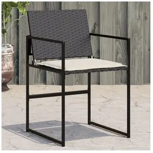 vidaXL Chaises de jardin lot de 4 avec coussins noir résine tressée pas cher