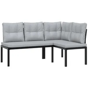 Comparateur de prix : vidaXL Bancs de jardin avec coussins lot de 2 acier enduit de poudre