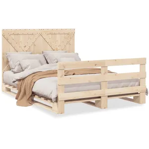 vidaXL Cadre de lit avec tête de lit 160x200 cm bois de pin massif pas cher
