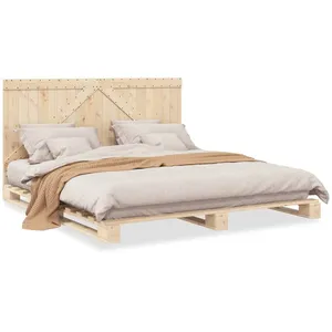 vidaXL Cadre de lit avec tête de lit 200x200 cm Bois de pin massif pas cher