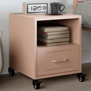 vidaXL Table de chevet rose 36x39x43,5 cm acier pas cher