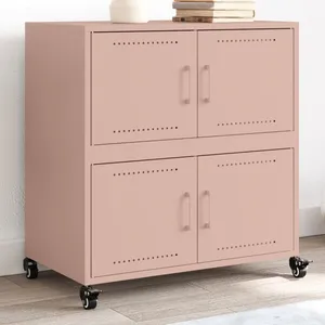 vidaXL Buffet rose 68,5x39x72 cm acier laminé à froid pas cher