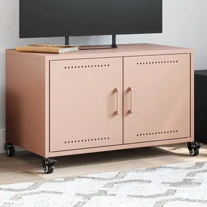 VIDAXL Meuble TV rose 68x39x43,5 cm acier laminé à froid pas cher