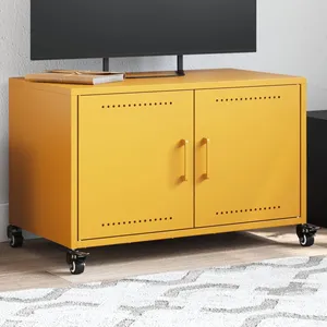 vidaXL Meuble TV jaune moutarde 68x39x43,5 cm acier laminé à froid pas cher