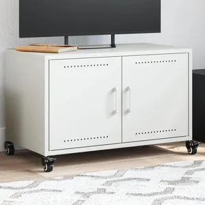 vidaXL Meuble TV blanc 68x39x43,5 cm acier laminé à froid pas cher