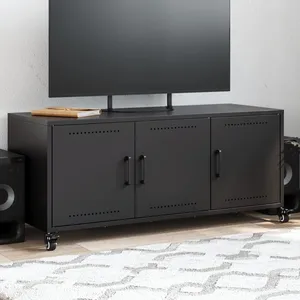 vidaXL Meuble TV noir 100,5x39x43,5 cm acier laminé à froid pas cher