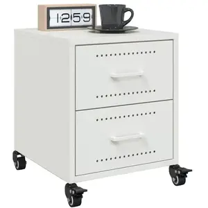 vidaXL Vidaxl Tables De Chevet 2 Pcs Blanc 36x39x43,5 Cm Acier pas cher