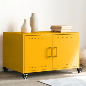 vidaXL Table basse jaune moutarde 68x50x43,5 cm acier laminé à froid pas cher