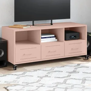 vidaXL Meuble TV rose 100,5x39x43,5 cm acier laminé à froid pas cher