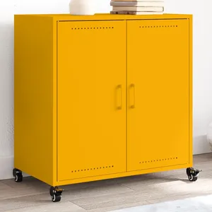 vidaXL Buffet jaune moutarde 68,5x39x72 cm acier laminé à froid pas cher