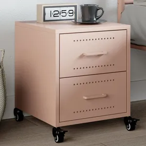 vidaXL Table de chevet rose 36x39x43,5 cm acier pas cher