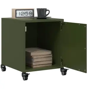 vidaXL Vidaxl Tables De Chevet 2 Pcs Vert Olive 36x39x43,5 Cm Acier pas cher