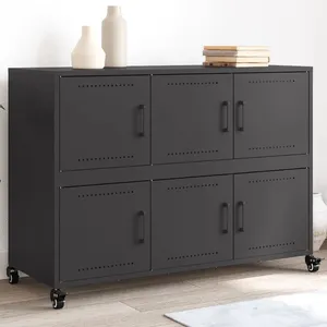 vidaXL Buffet noir 100,5x39x72 cm acier laminé à froid pas cher