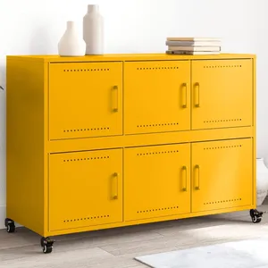 Comparateur de prix : vidaXL Buffet jaune moutarde 100,5x39x72 cm acier laminé à froid