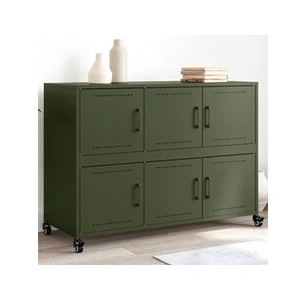 VIDAXL Buffet, Armoire avec Porte, Placard avec Rangement, Organisateur de Salle de Séjour Salon Maison Intérieur, Vert Olive 100,5x39x72 cm Acier