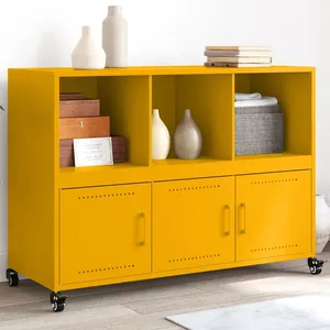vidaXL Buffet jaune moutarde 100,5x39x72 cm acier laminé à froid pas cher
