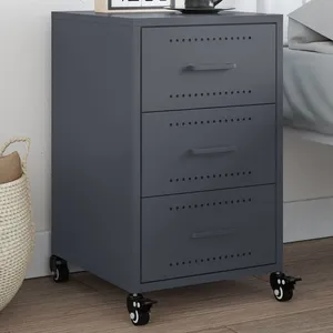 vidaXL Table de chevet anthracite 36x39x59 cm acier pas cher