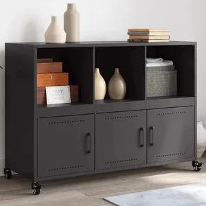 vidaXL Buffet noir 100,5x39x72 cm acier laminé à froid pas cher
