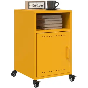 vidaXL Tables de chevet 2 pcs jaune moutarde 36x39x59 cm acier pas cher