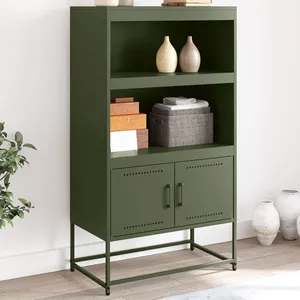 vidaXL Buffet haut vert olive 68,5x38,5x123,5 cm acier pas cher