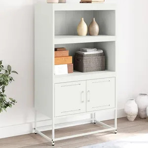 vidaXL Buffet haut blanc 68,5x38,5x123,5 cm acier pas cher