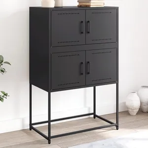 vidaXL Buffet noir 68,5x38,5x107 cm acier pas cher