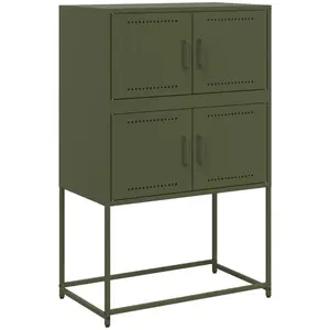 vidaXL Buffet vert olive 68,5x38,5x107 cm acier pas cher