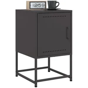 vidaXL Tables de chevet 2 pcs noir 36x39x60,5 cm acier pas cher