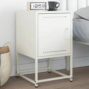 vidaXL Table de chevet blanc 36x39x60,5 cm acier pas cher