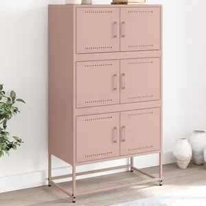 vidaXL Buffet rose 68,5x38,5x123,5 cm acier pas cher