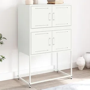 vidaXL Buffet blanc 68,5x38,5x107 cm acier pas cher